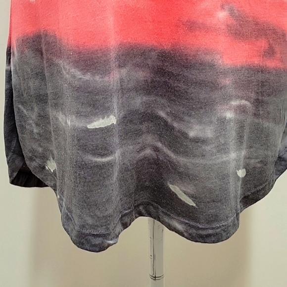 Fuda Tie Dye Tank Top with Slits at Shoulders Pink Gray White V-Neck Size M - Picture 3 of 9